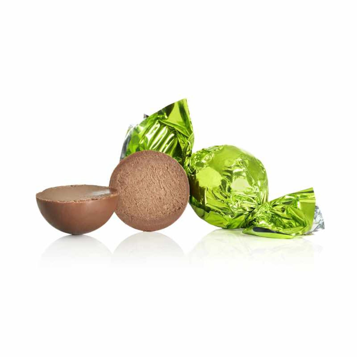 Fyldte chokoladekugler m/ lakridscreme - Lysegrøn - 1 kg