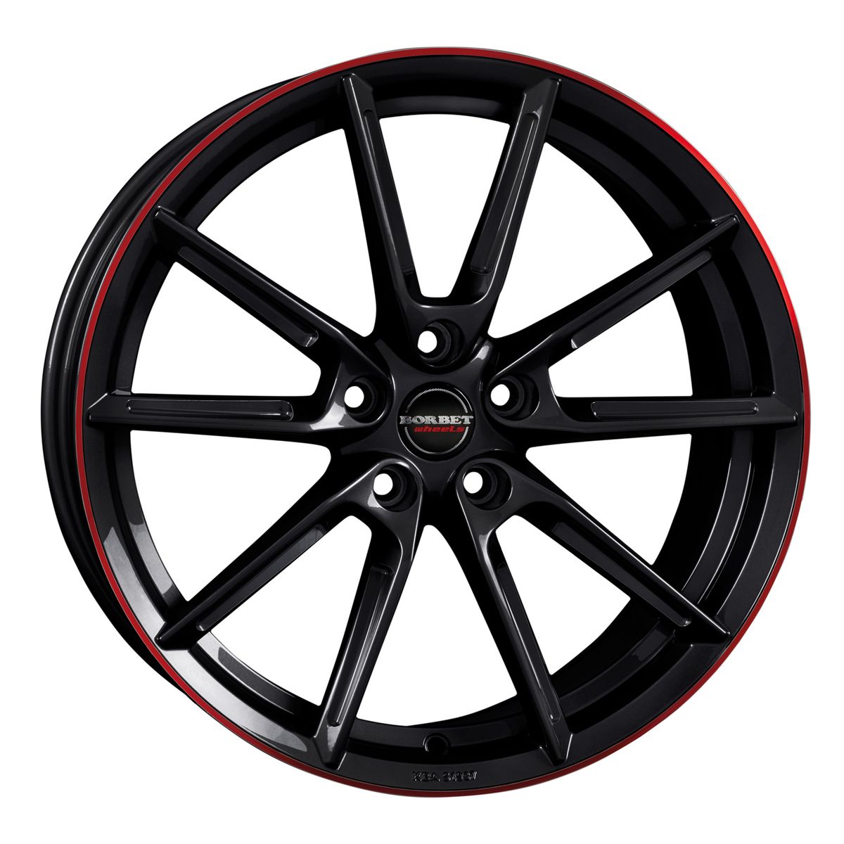 Borbet lx19 black glossy rim red black glossy rim red