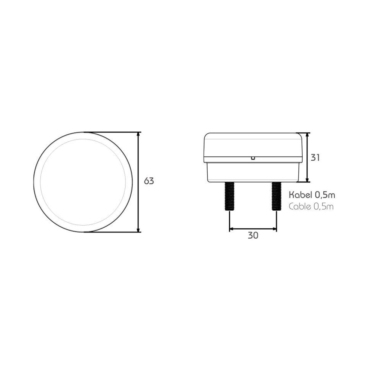 Variant Baklygte 12V LED for Variant I & II