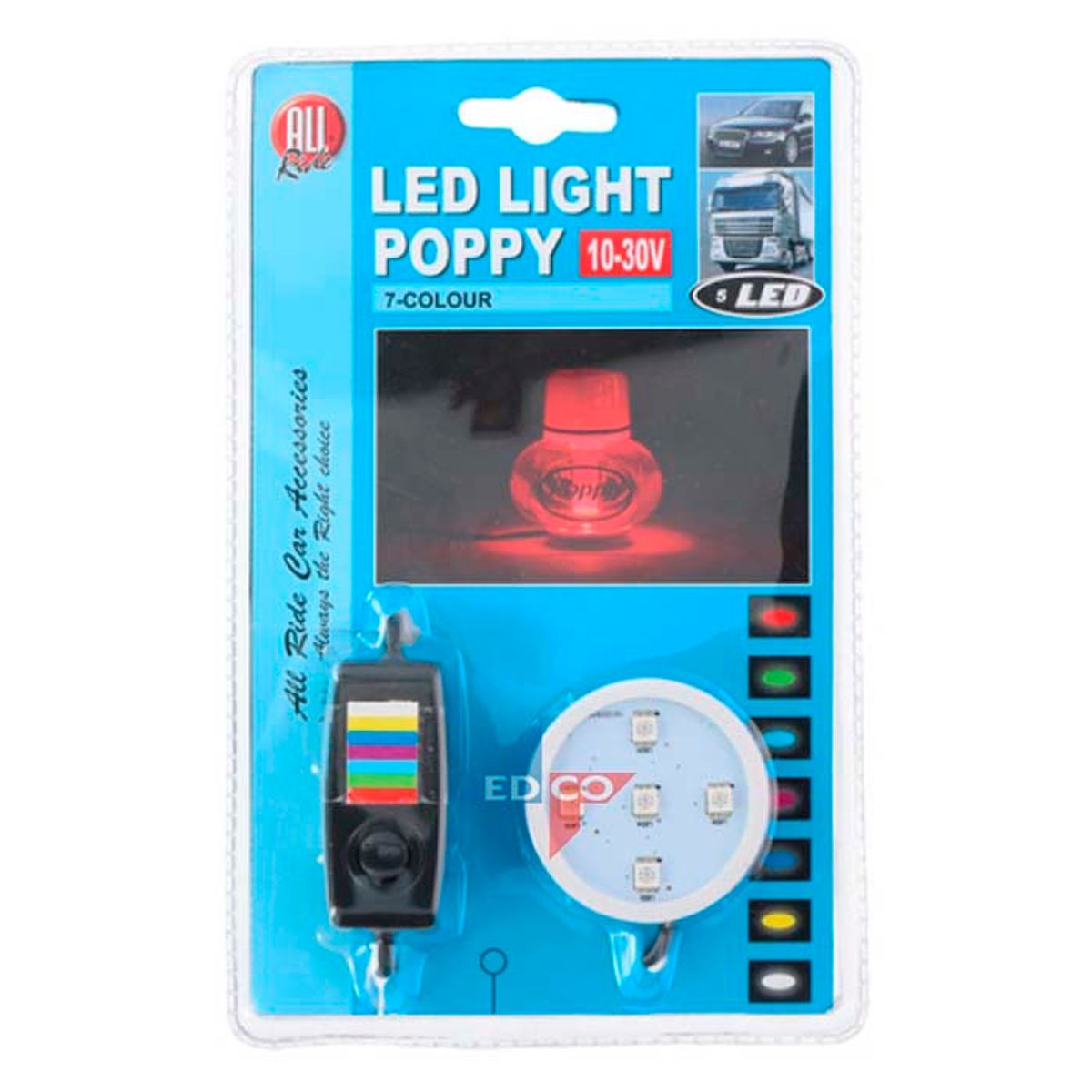 LED lys med 7 farver 12-24 volt til Poppy