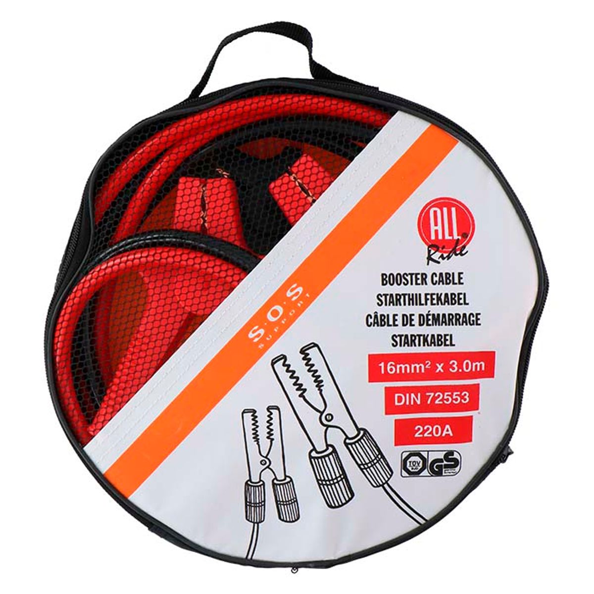 Allride SOS Support, Startkabler, 220A, 16mm2, 3m,