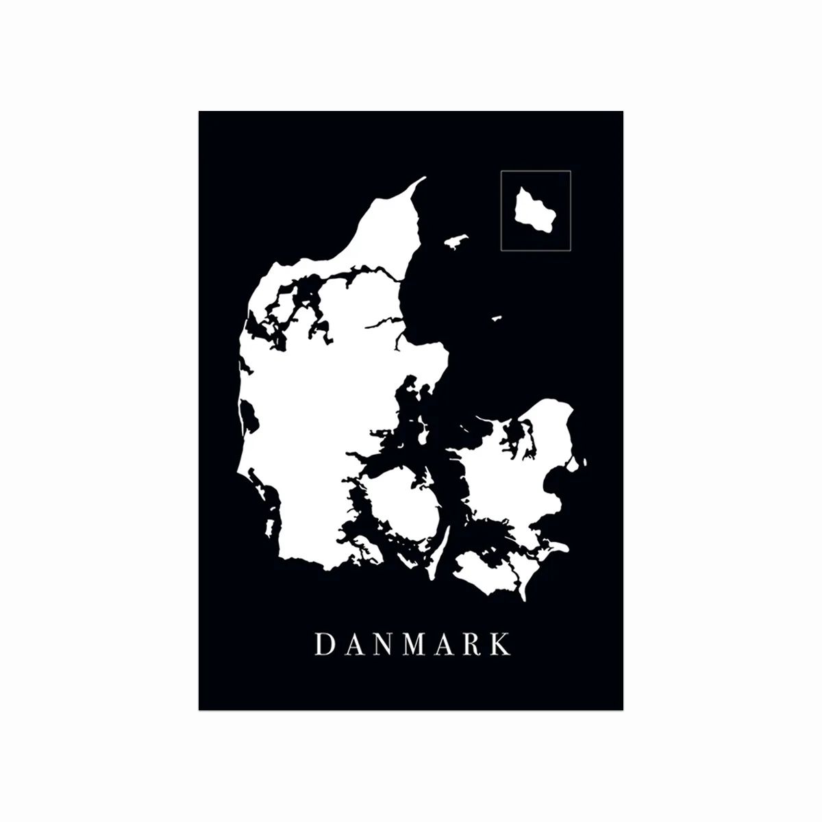 Danmarkskort - Sort