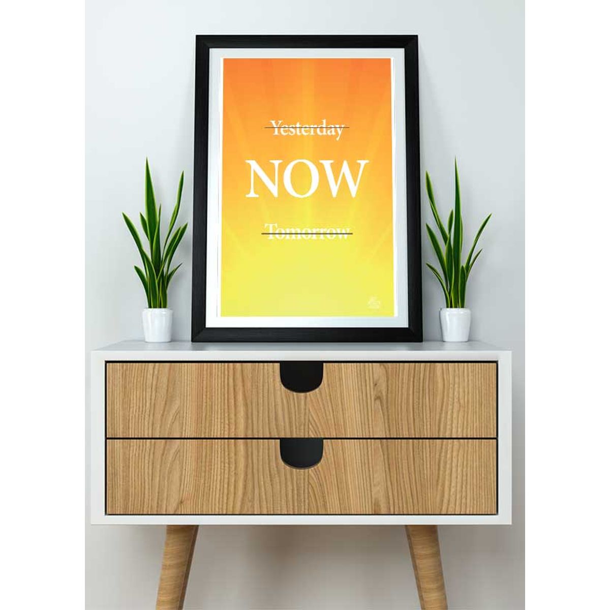 Yesterday, now, tomorrow-plakat (gul) - Download PDF og print selv i mange formater - kr. 299