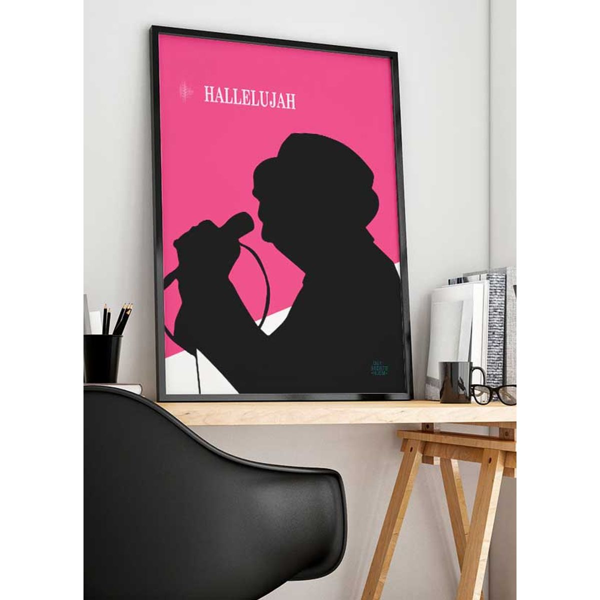 Hallelujah-plakat (pink) - 21 x 29,7 (A4) Kr. 199,-