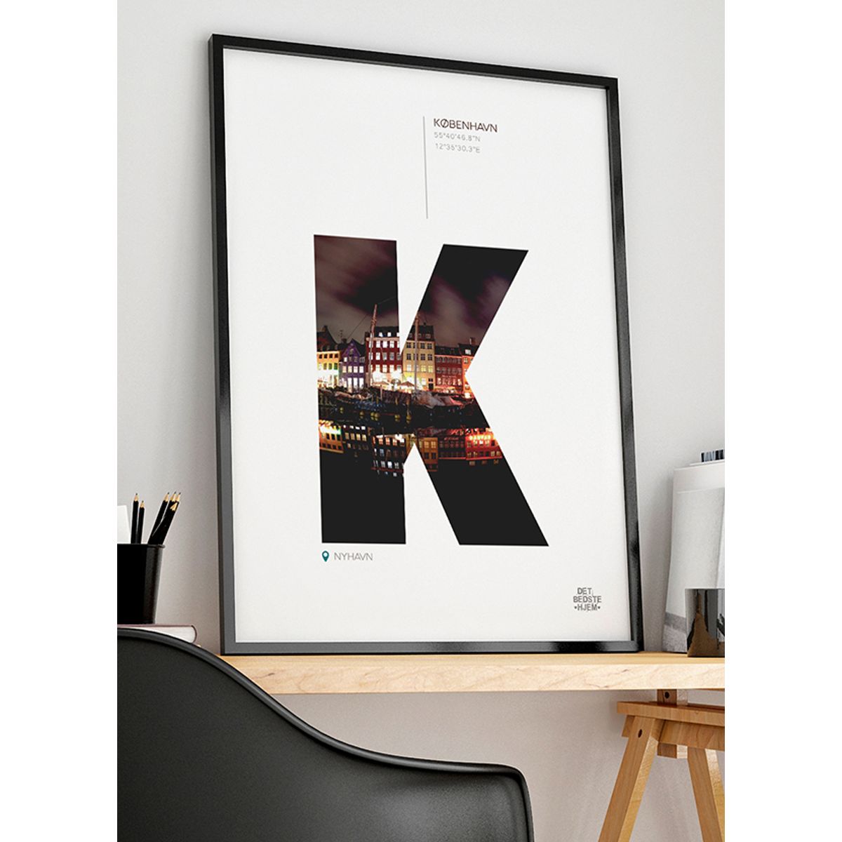 København-plakat - Nyhavn (nat) - 70 x 100 cm - Kr. 349,-