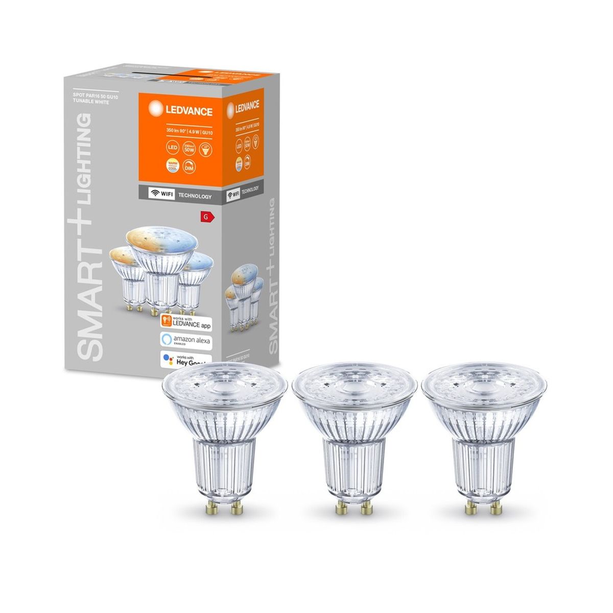 LEDVANCE SMART+ WiFi GU10 LED Pære 4,9W i CCT (3-Pak)