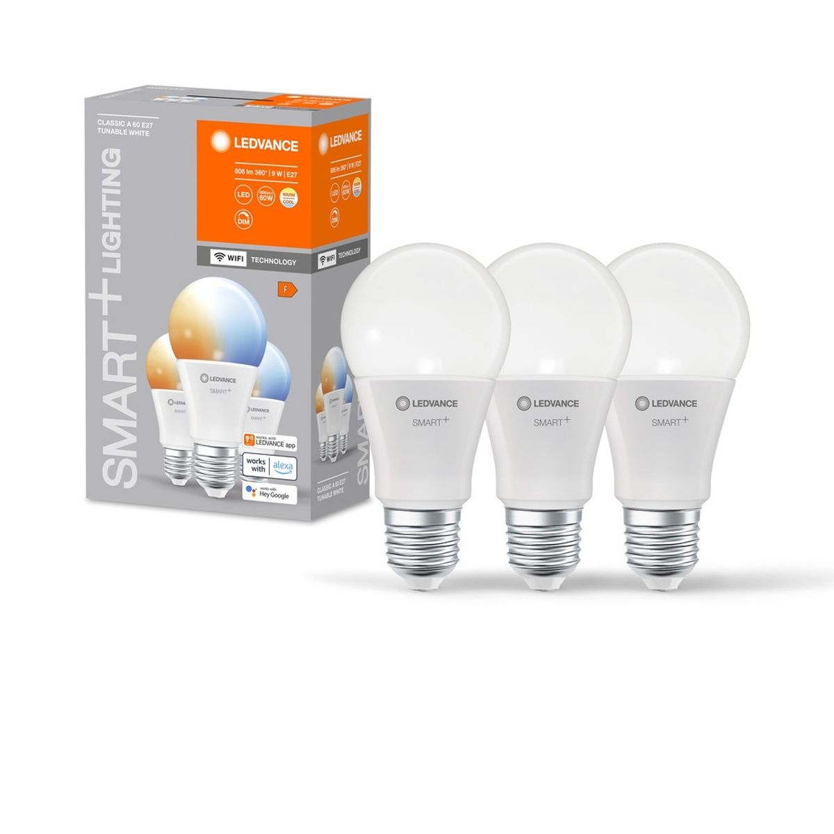 LEDVANCE SMART+ WiFi E27 Mat LED Pære 9W 2700K-6500K (3-Pak)