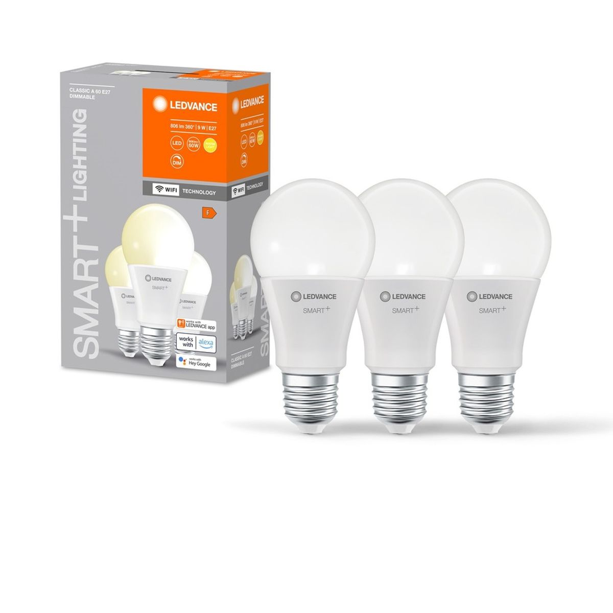 LEDVANCE SMART+ WiFi E27 Mat LED Pære 9W i 2700K (3-Pak)