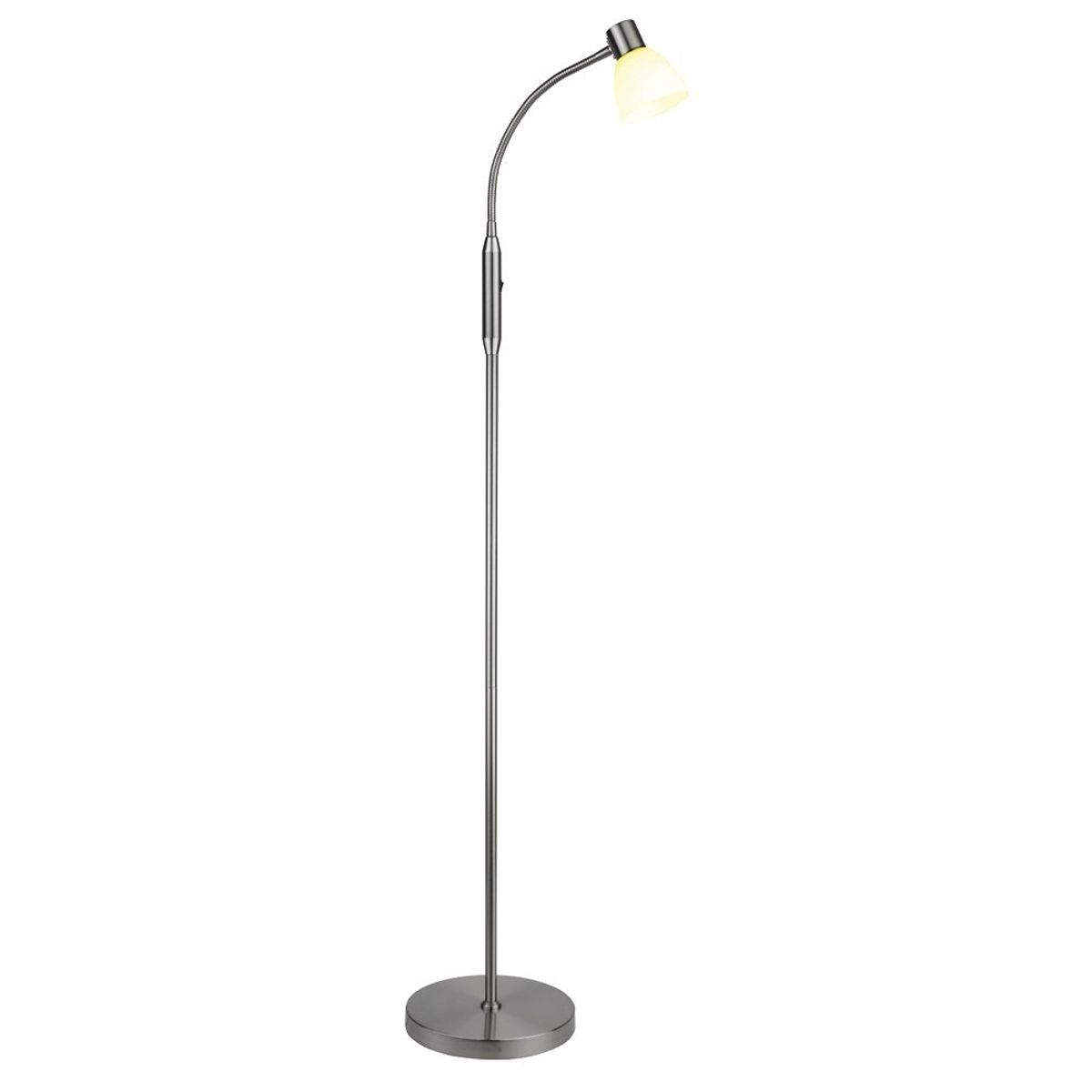 Halo Design - HUDSON Gulvl. LED 1L G9, Opal glas / B-Stål