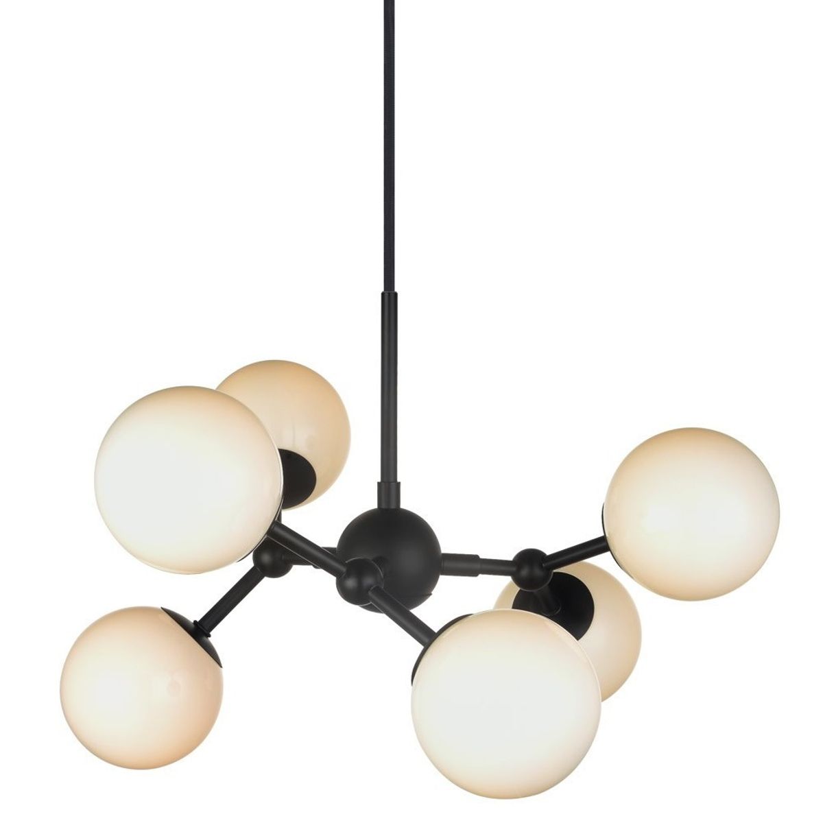 Halo Design - ATOM Chandelier 6L G9 sort/opal glas