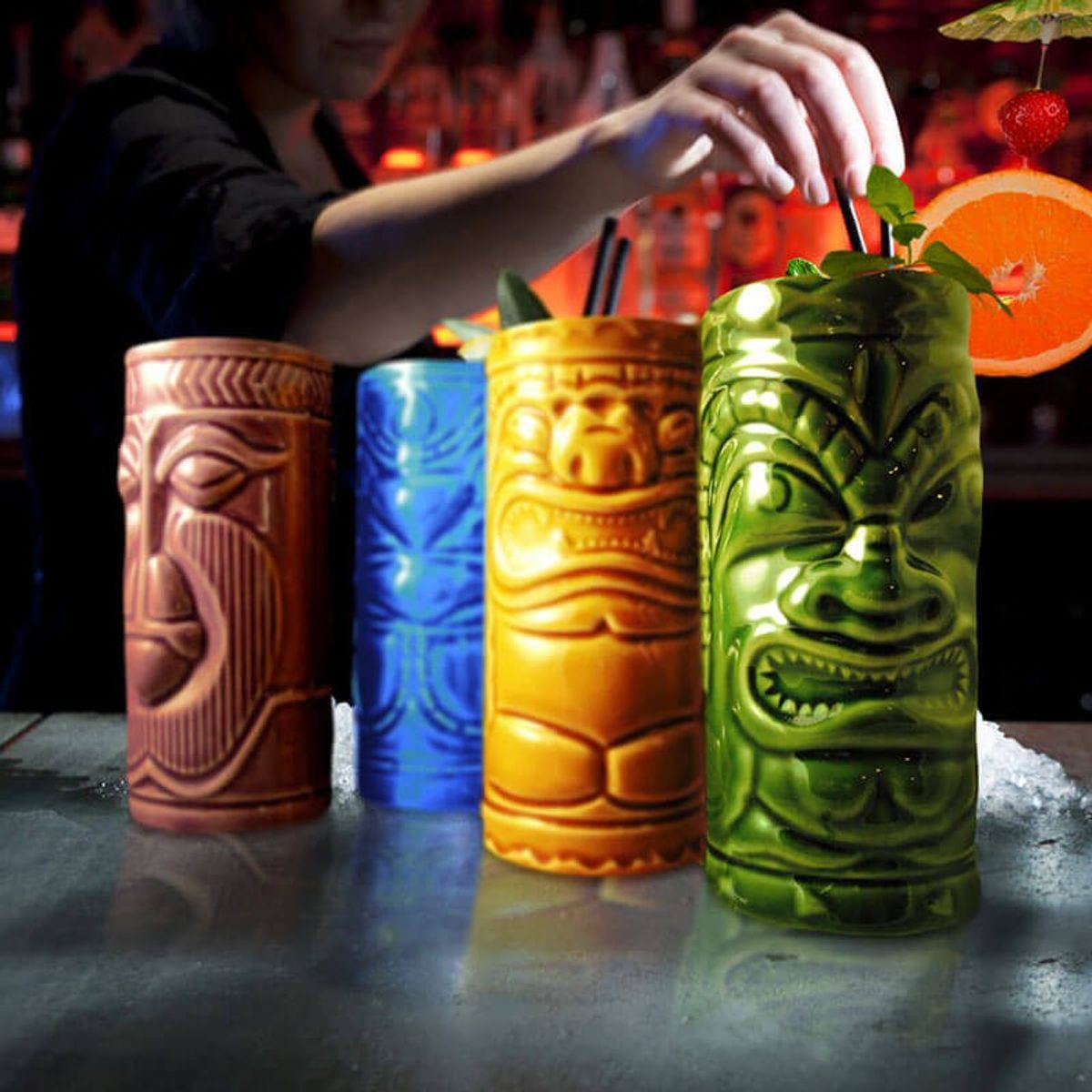 Tiki Cocktail krus, 4 stk