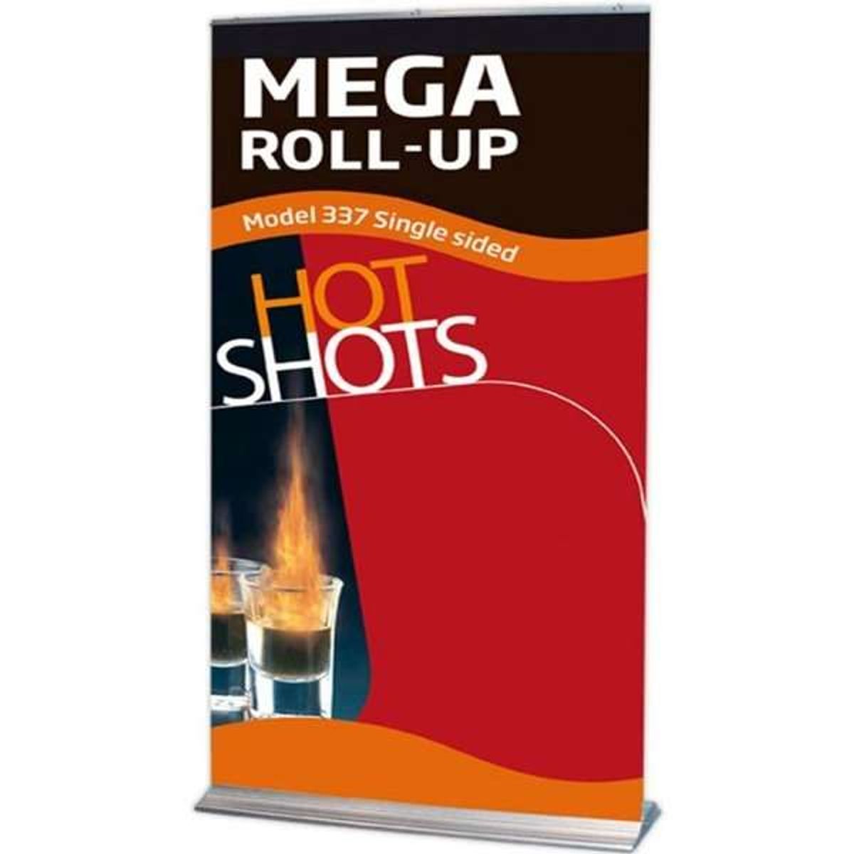 Mega Roll-up enkeltsidet - 85x250 cm - sølv - med banner og print