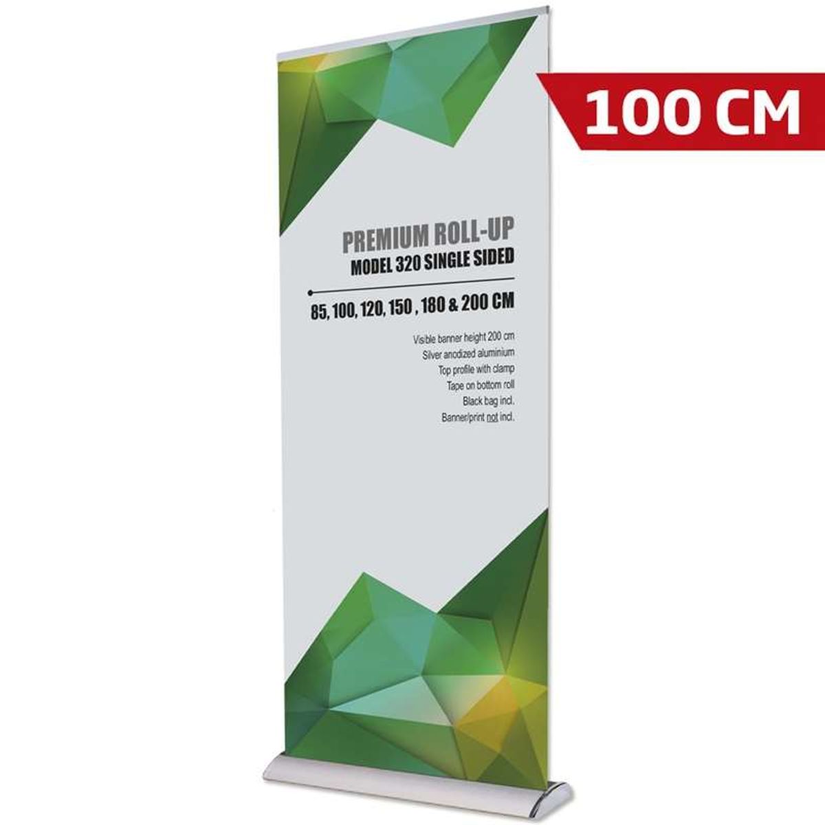 Premium Roll-up, enkeltsidet, alu/sølv, 100 cm, inkl. bannerprint