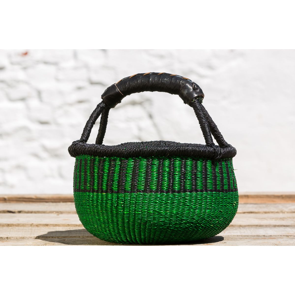 Hammerhus Fairtrade Original rund Bolga kurv S - Green