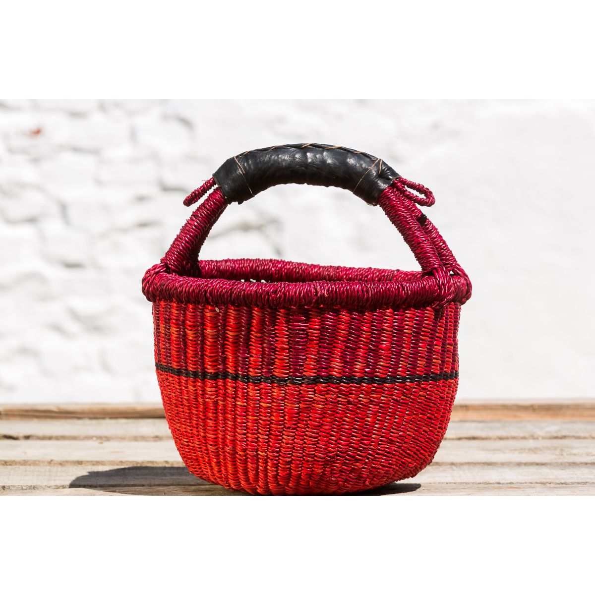 Hammerhus Fairtrade Original rund Bolga kurv S - red