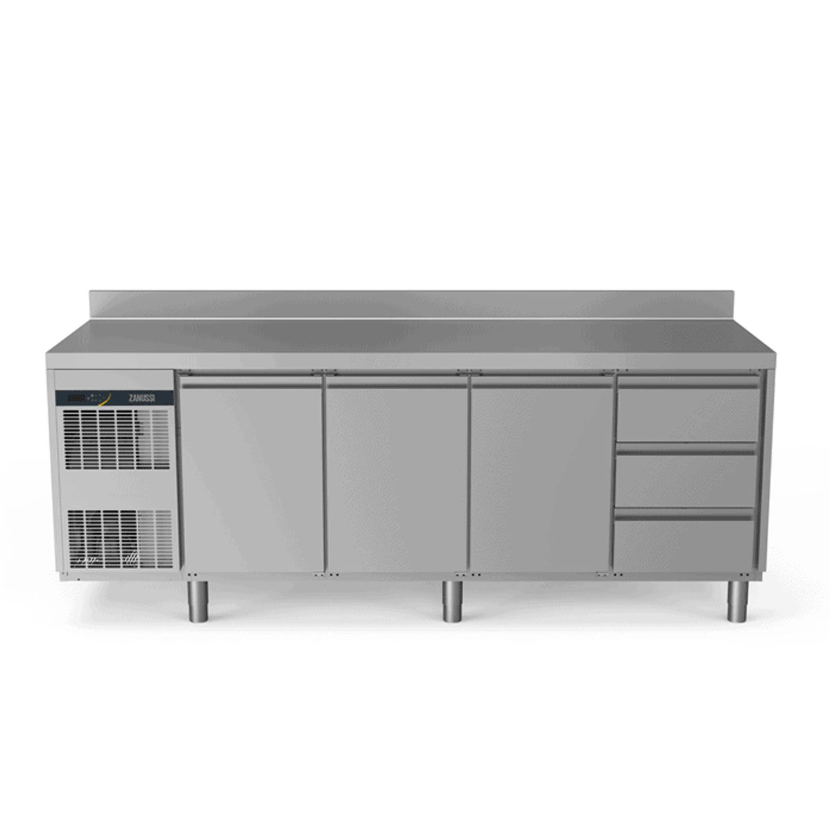 Zanussi kølebord 590L med bagkant - 3 låger og 3x skuffer