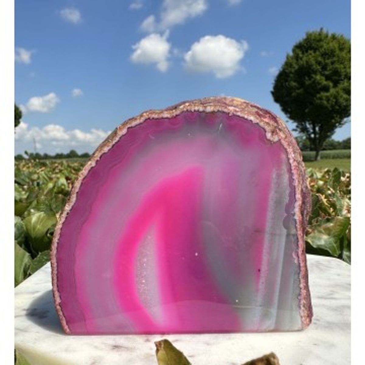 Pink agat cut base - Agat - GodKarmaShop