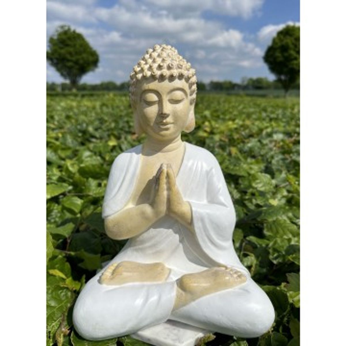 Buddha figur namasté hvid - Buddha statuer generelt - GodKarmaShop