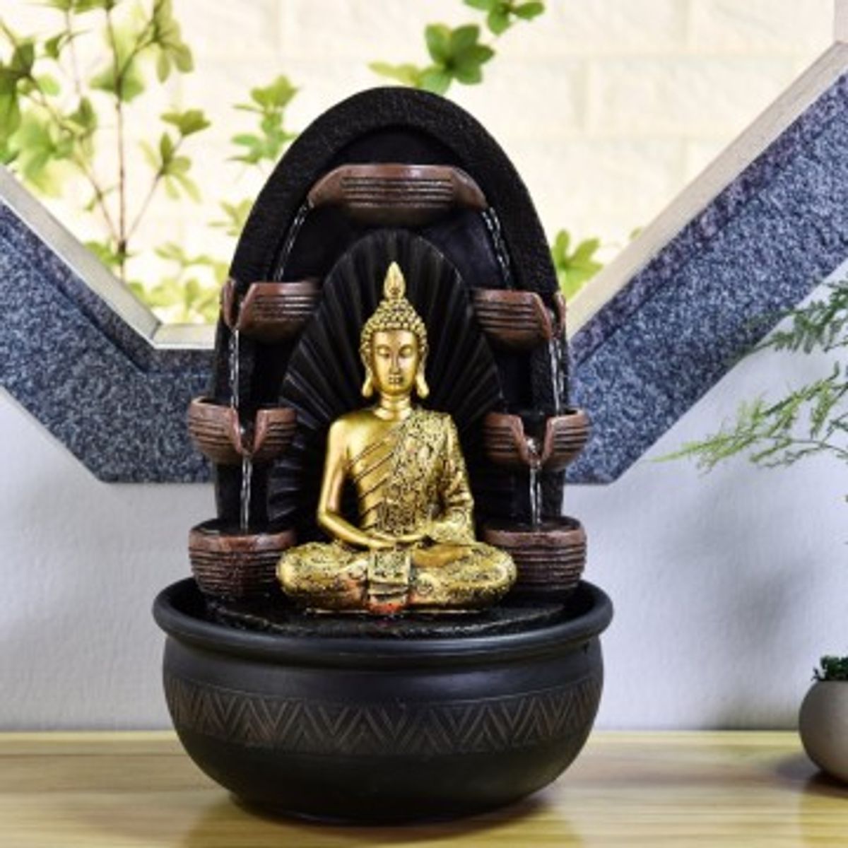 Fontæne med chakra, lys og aftagelig buddha-statue - Fontæne - GodKarmaShop