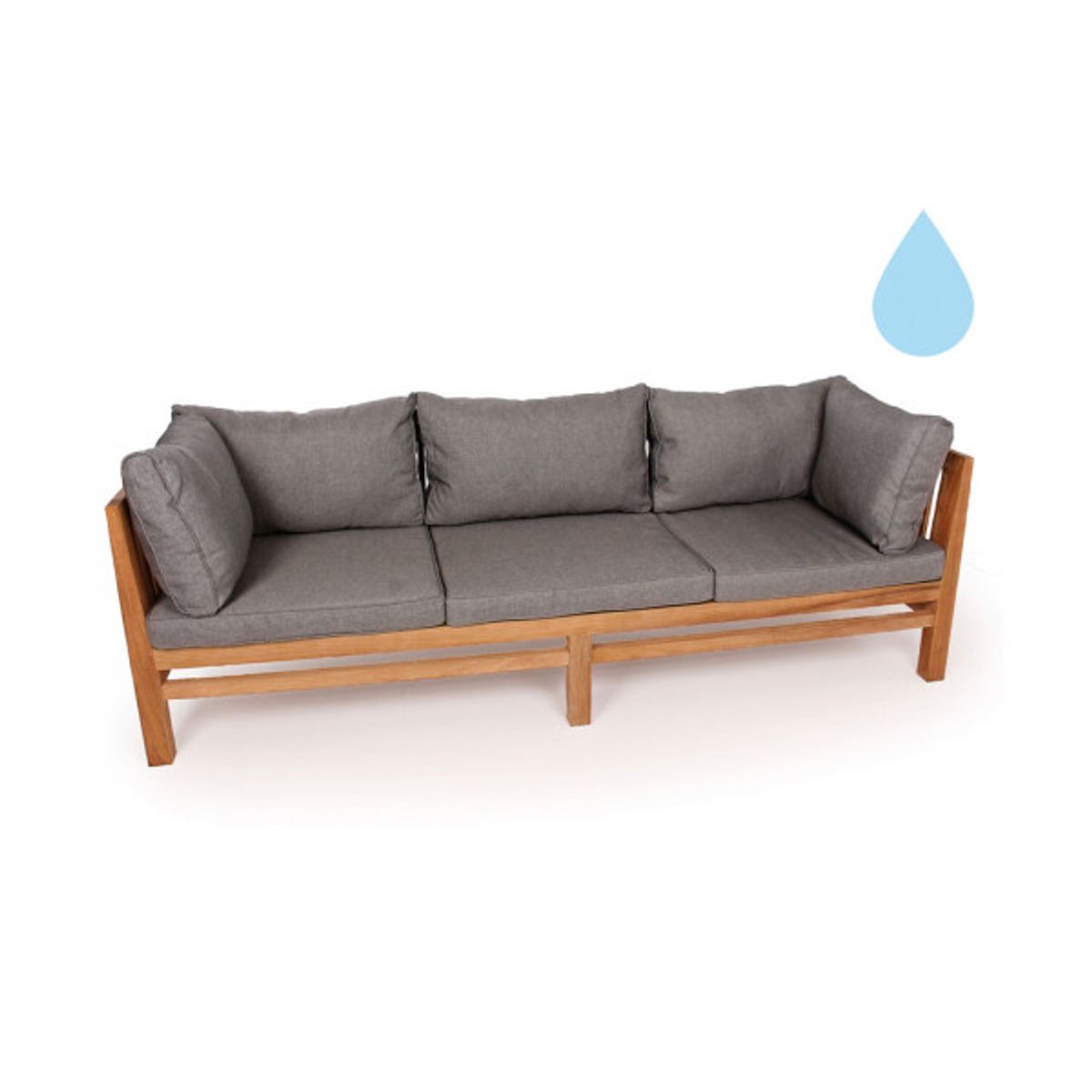 Colorado Teak Sofa 3 pers. Grå Vandafvisende