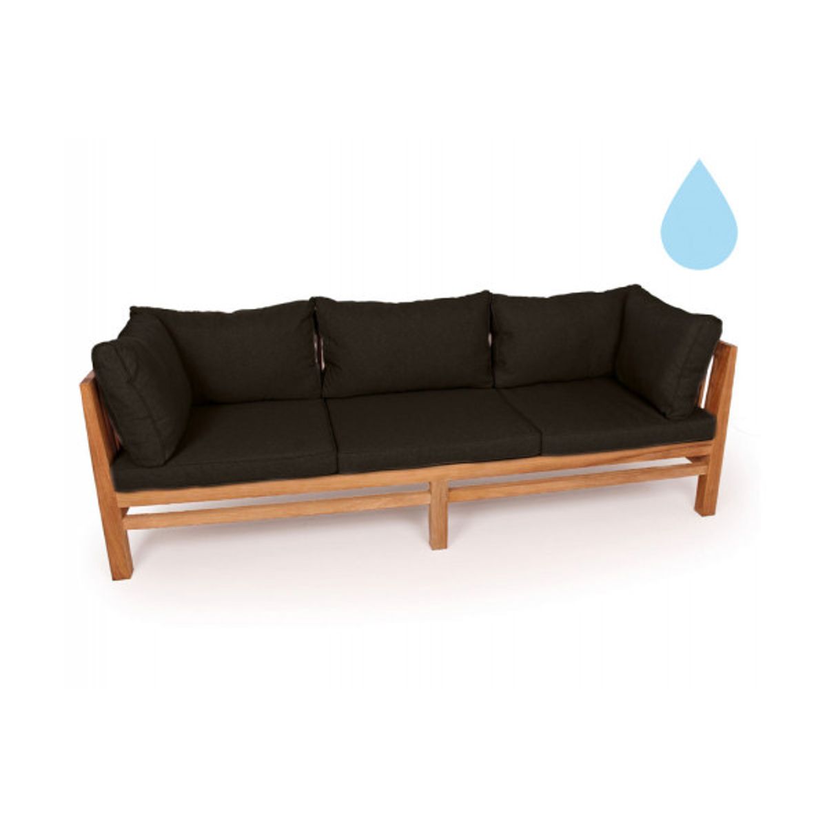 Colorado Teak Sofa 3 pers. Sort Vandafvisende