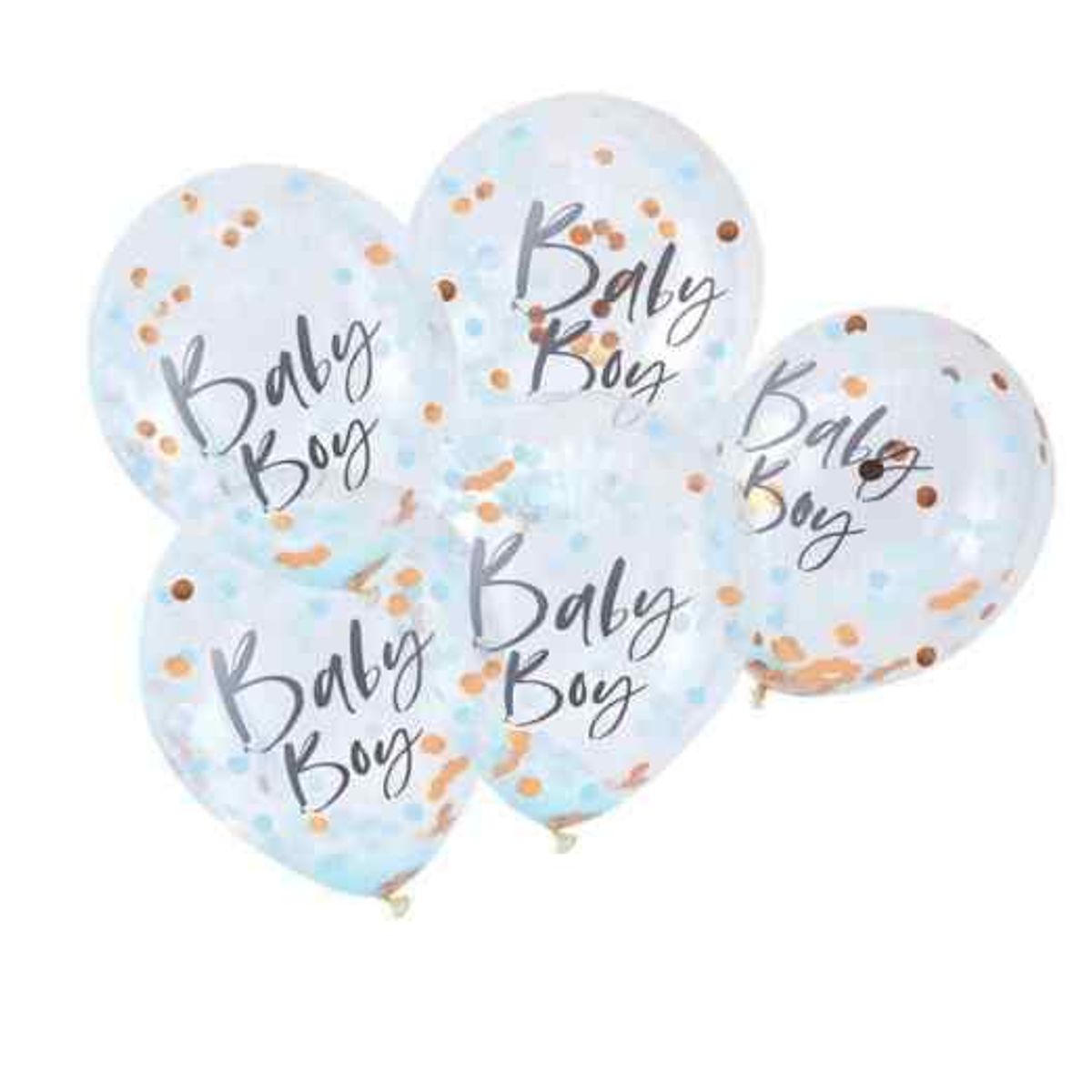 "Baby Boy" Blå/Guld Konfettiballoner - Babyshower