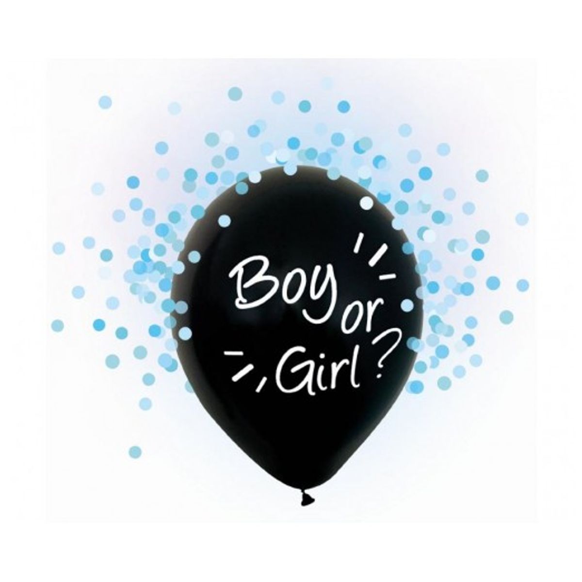 "Boy or girl?" balloner m. blå konfetti, 12"/ 30 cm - 4 stk. - Balloner