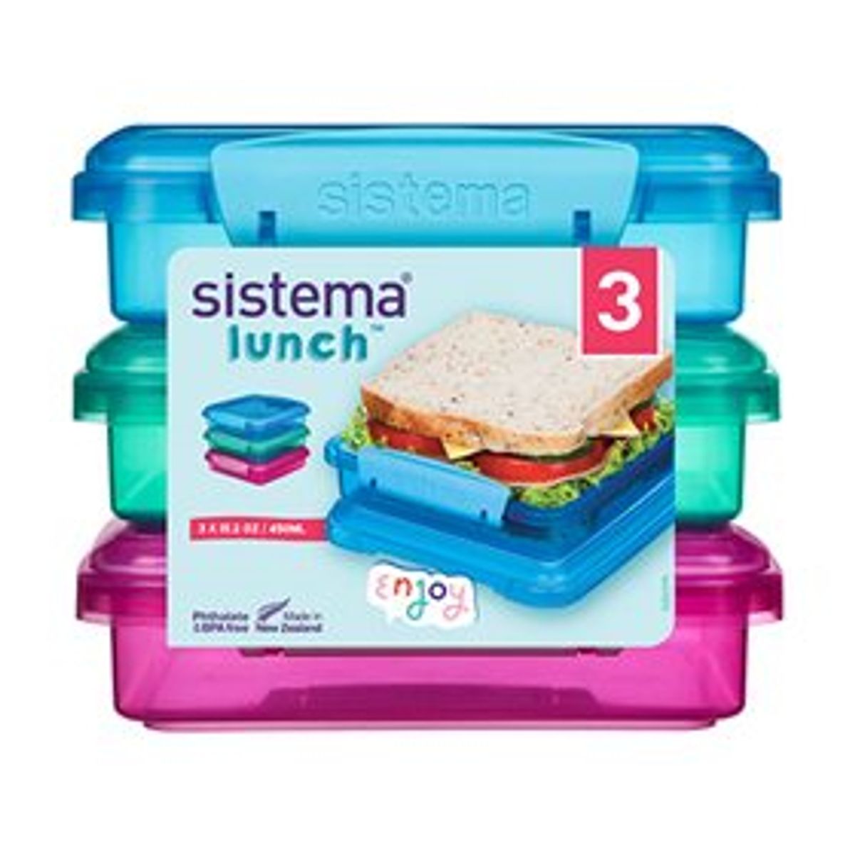 SISTEMA Opbevaringsboks Sandwich 3-pak