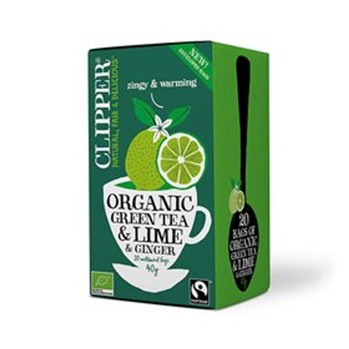 Clipper Grøn Te m. Lime & Ingefær Ø 20br.