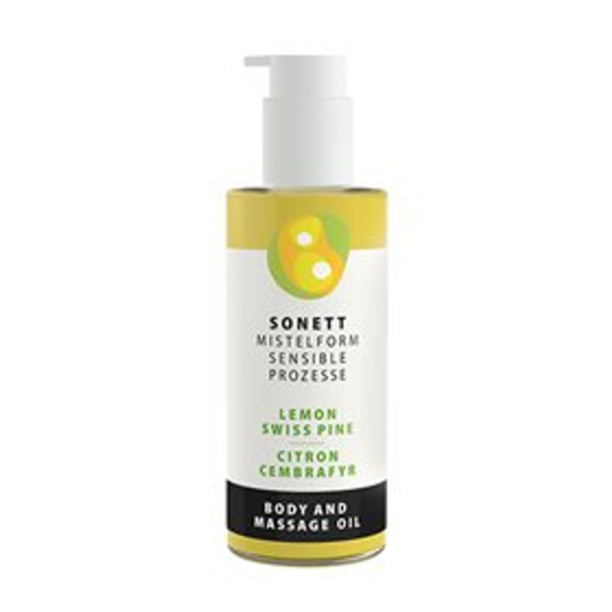 Sonett Krops & Massageolie citron og cembrafyr. - 145ml.