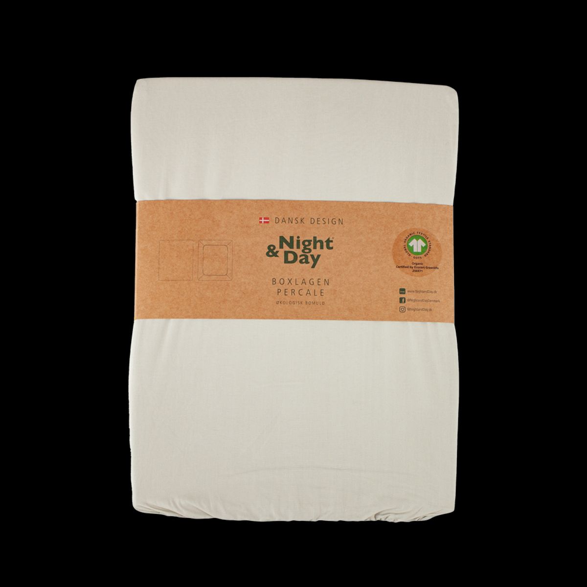 PERCALE Økologisk Boxlagen - 90x200x30 - Sand