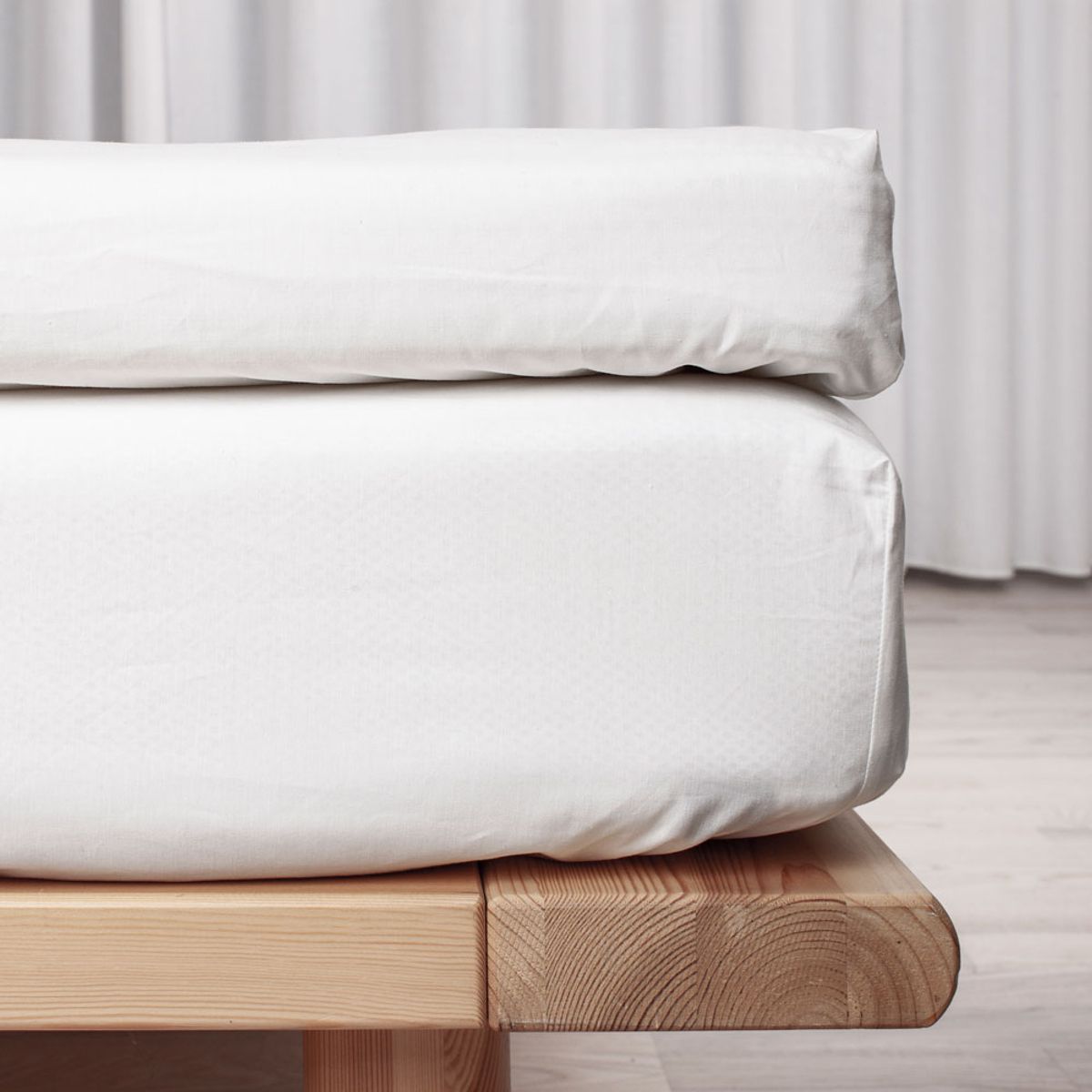 PERCALE Økologisk Kuvertlagen - 80x200x9+15 - Hvid