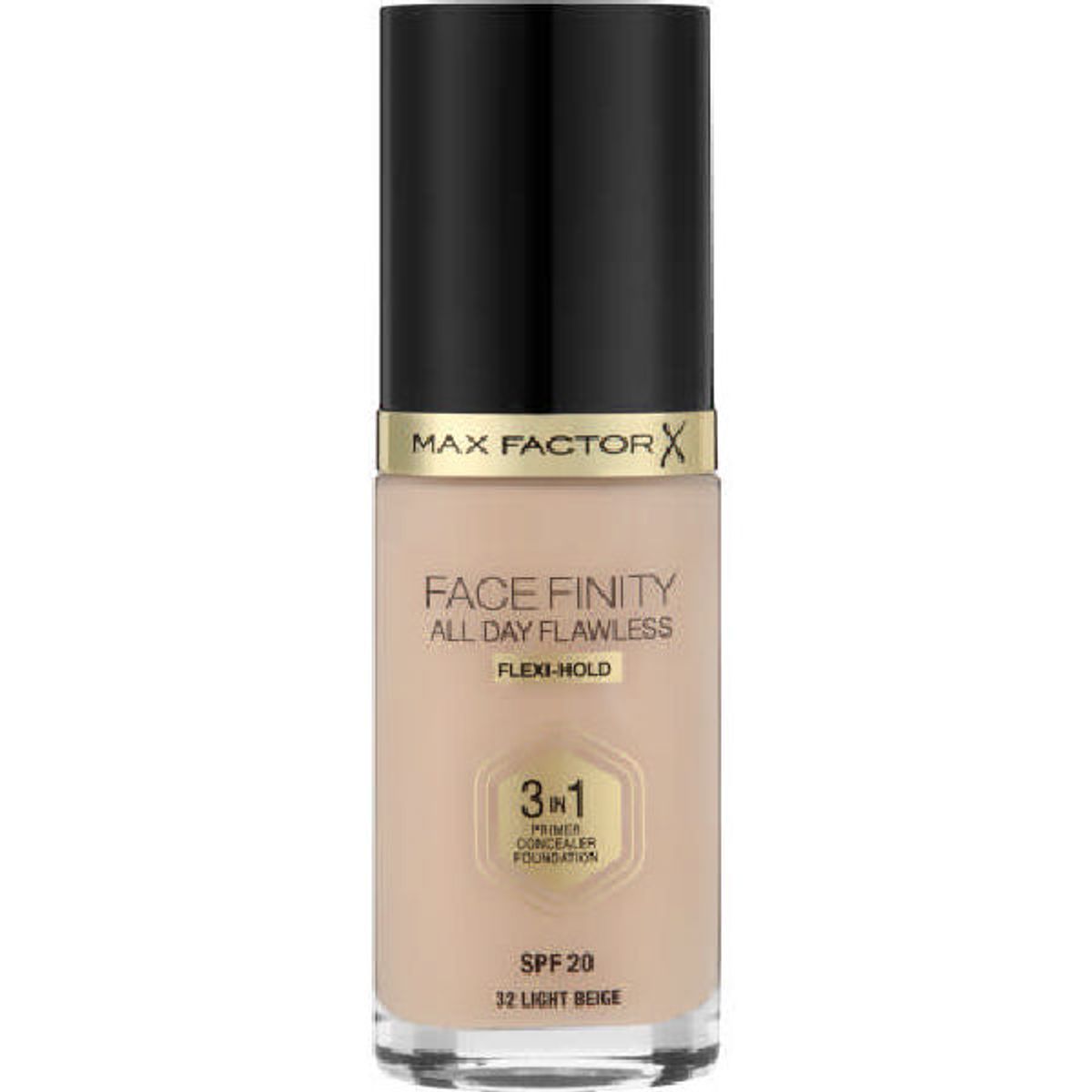 Max factor X face finity all day flawless 3in1 primer concealer foundation SPF20 32 light beige 30ml