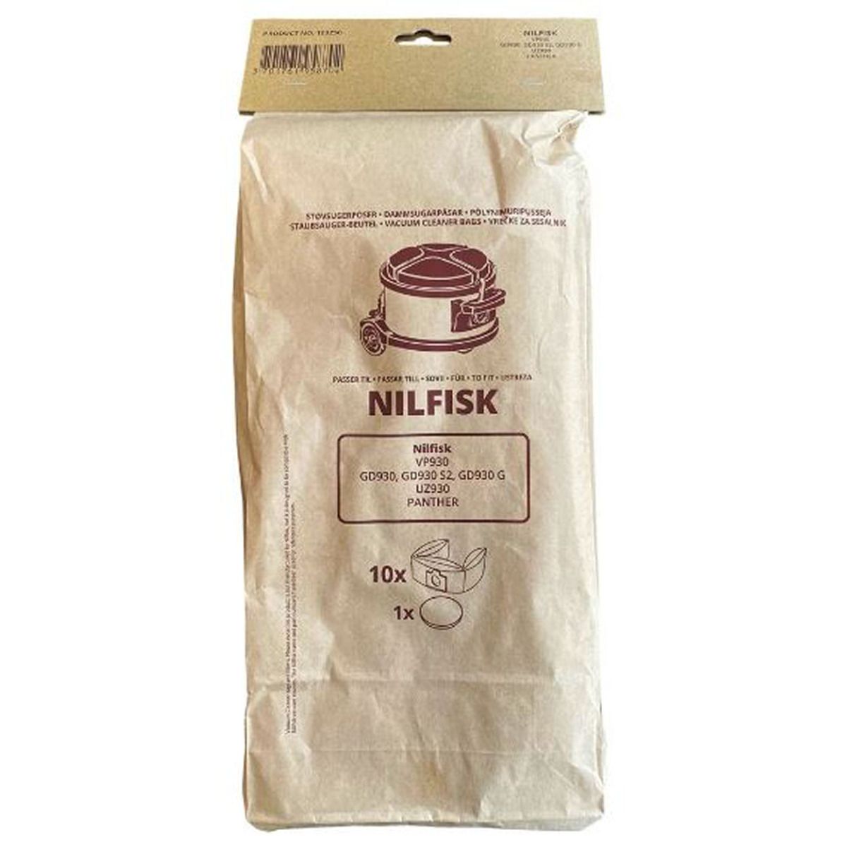 Nilfisk støvsugerposer GD930 product no. 103250 10 stk. + filter