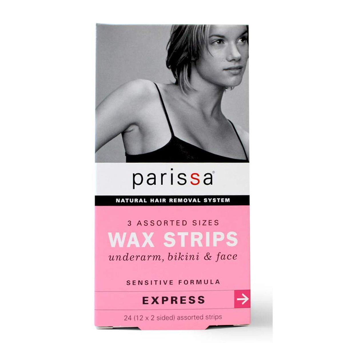 Parissa natural hair removal system 3 assorted sizes wax strips 24 stk.