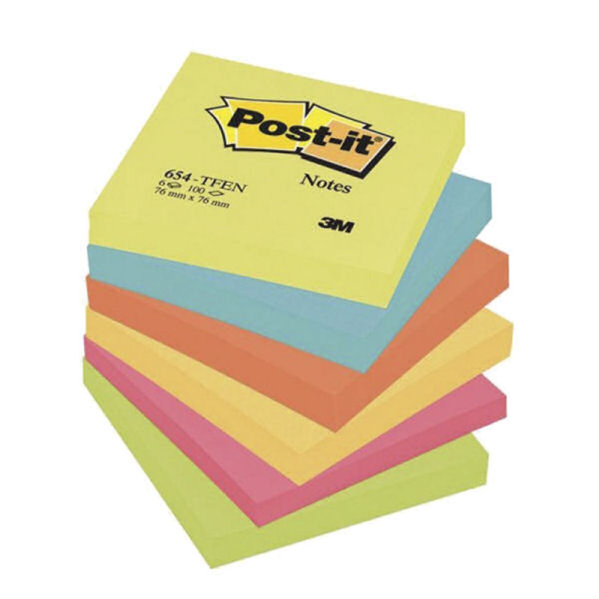 Post-it notes 3M 76mmx76mm 654-TFEN mixfarvet