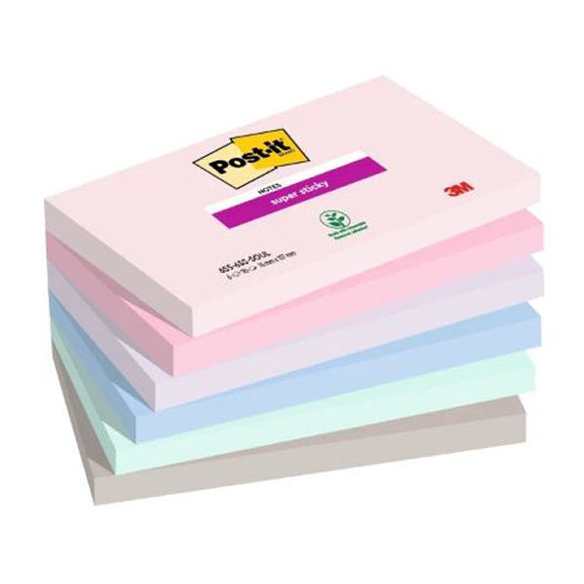 Post-it brand 3M notes super sticky 655-6SS-SOUL 76mmx127mm 90 ark mixfarvet 6 stk.