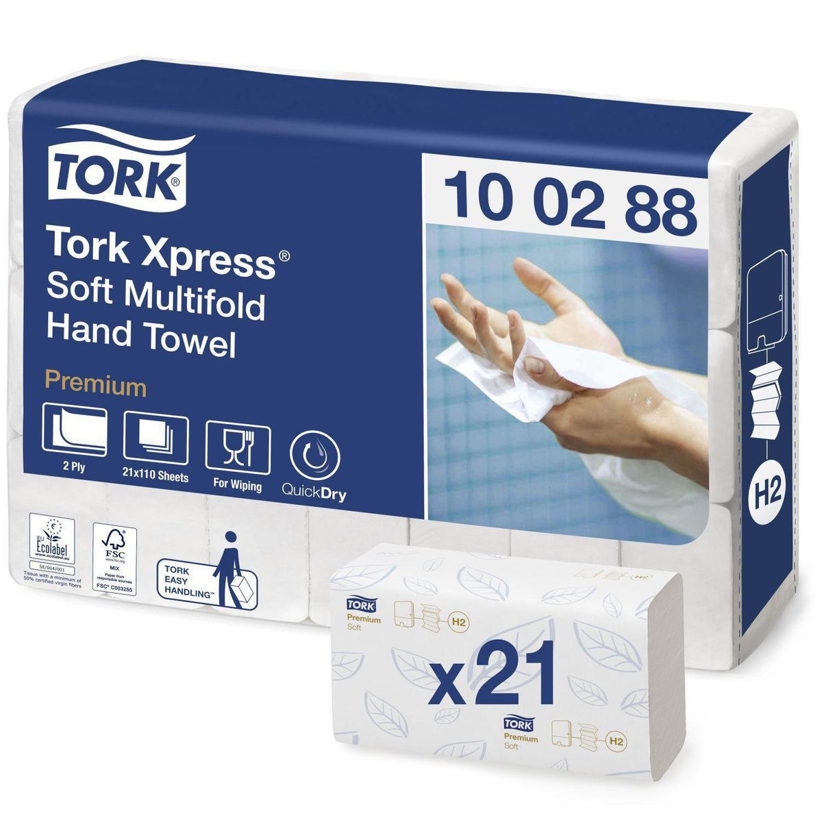 Tork Xpress Soft Multifold Hand Towel H2, håndklædeark, 2310 ark