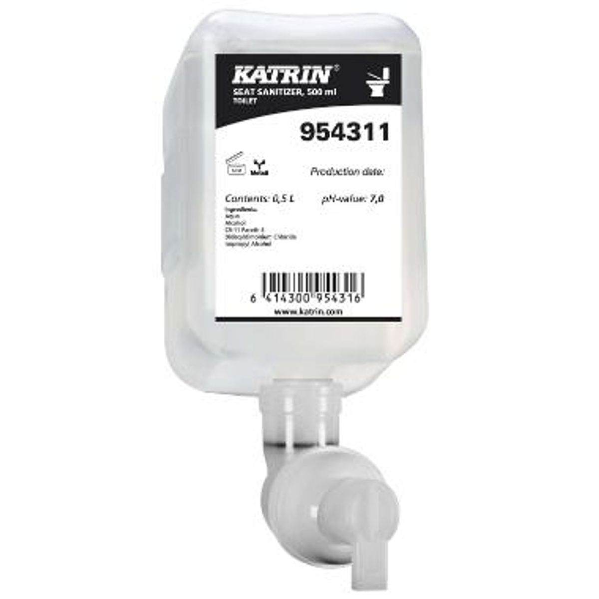 Katrin Toilet Seat Sanitizer, desinfektion til toiletbræt, 500 ml. refill 1. stk.