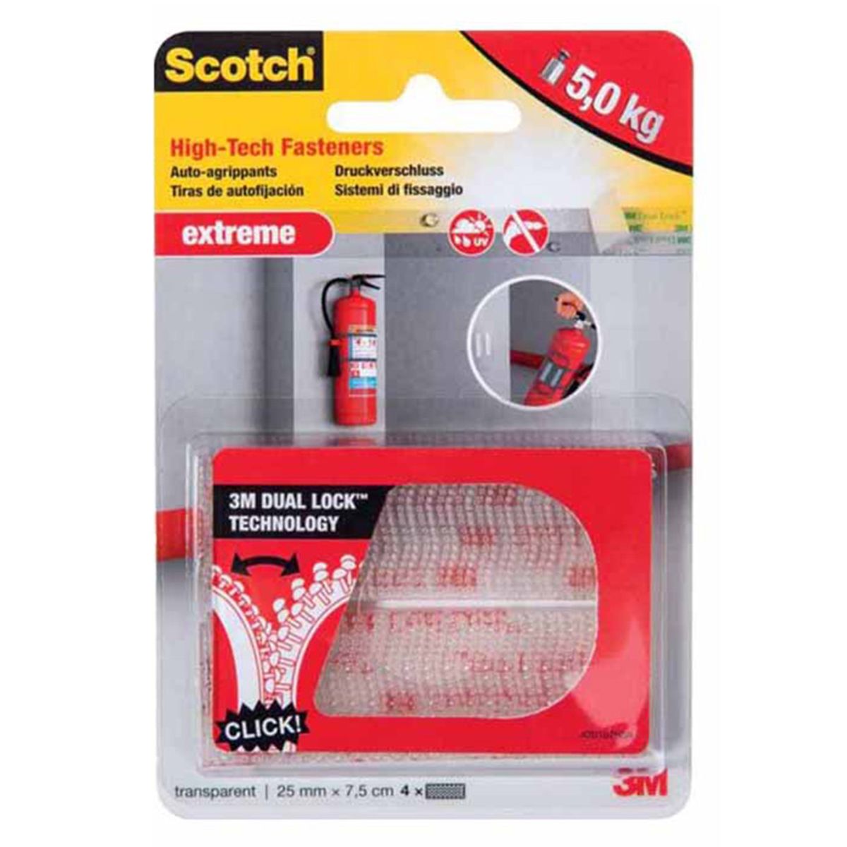 3M Scotch, gennemsigtige extreme fasteners, 25 x 75 mm, 2 par