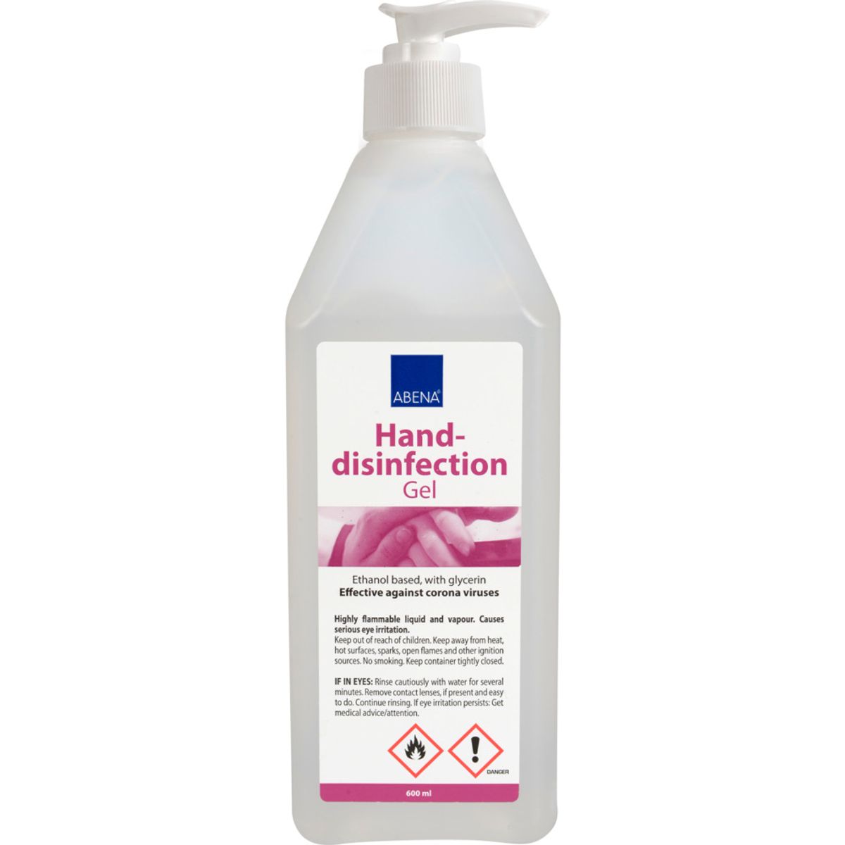 Abena Hånddesinfektion, gel 85%, 600 ml med pumpe