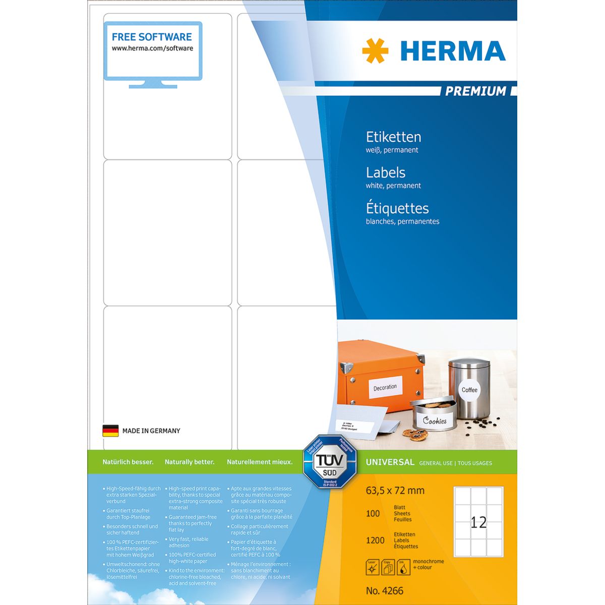 Herma etiket Premium 63,5x72,0 (1200)