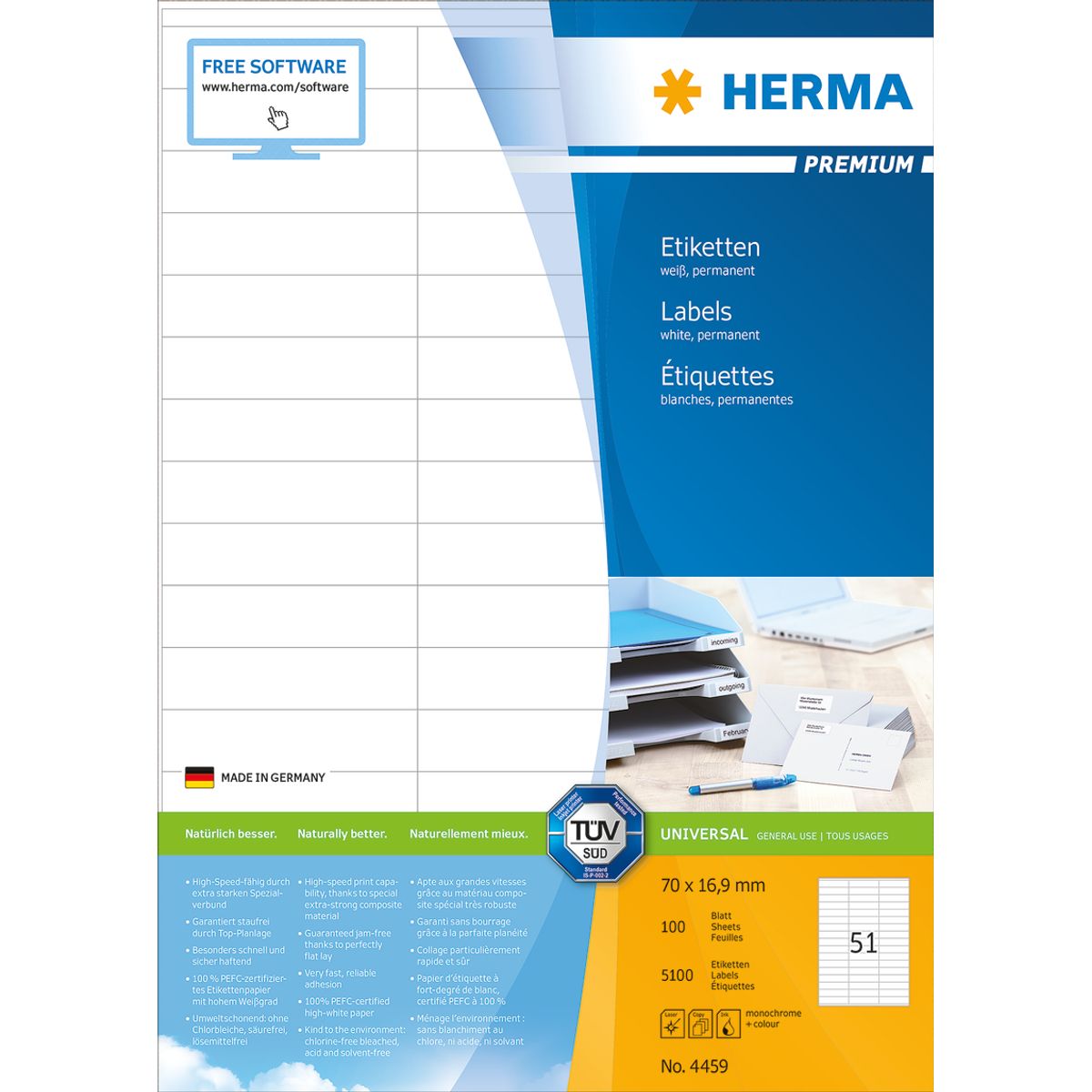 Udgår: Herma etiket Premium 70x16,9 (5100)