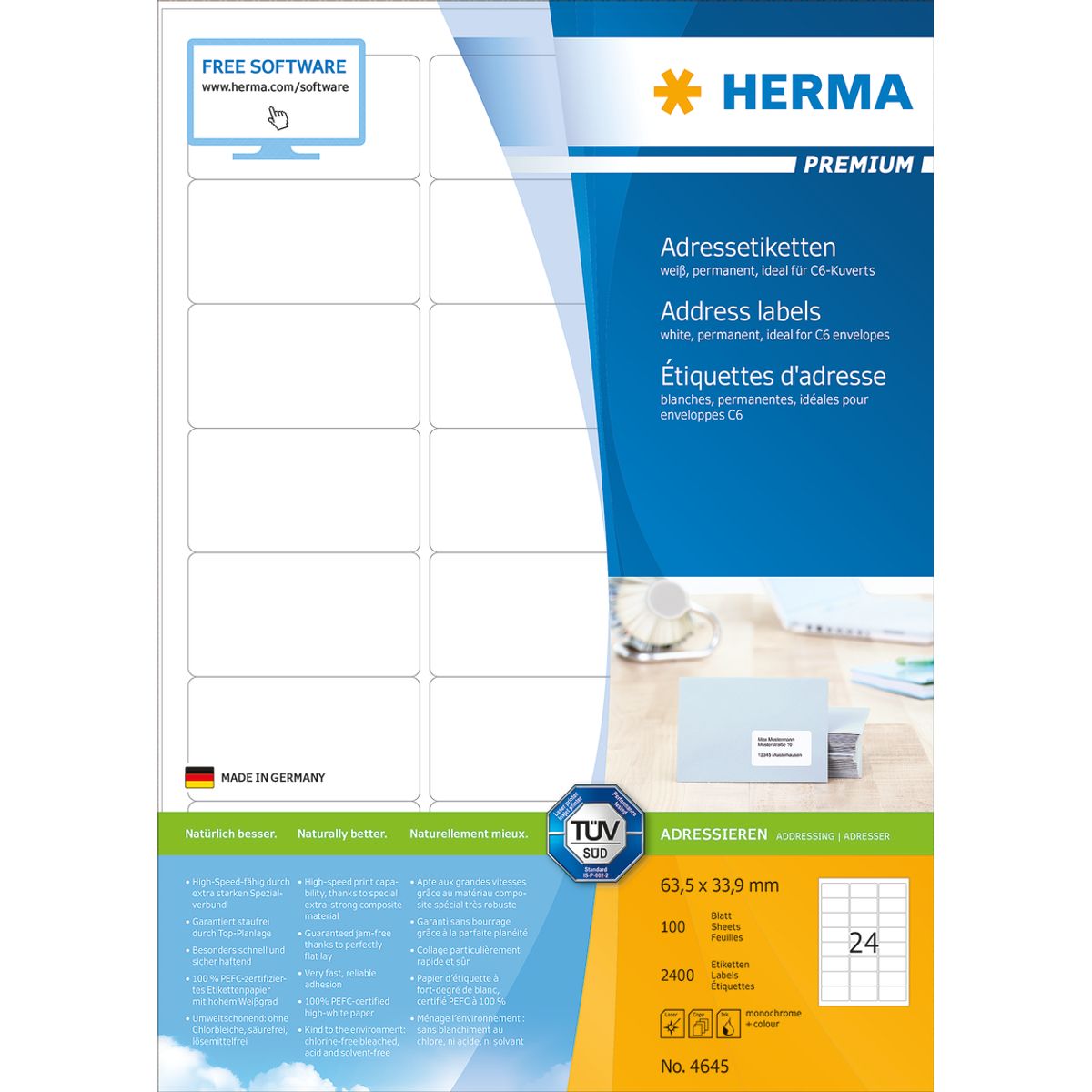 Herma etiket Premium 63,5x33,9 (2400)