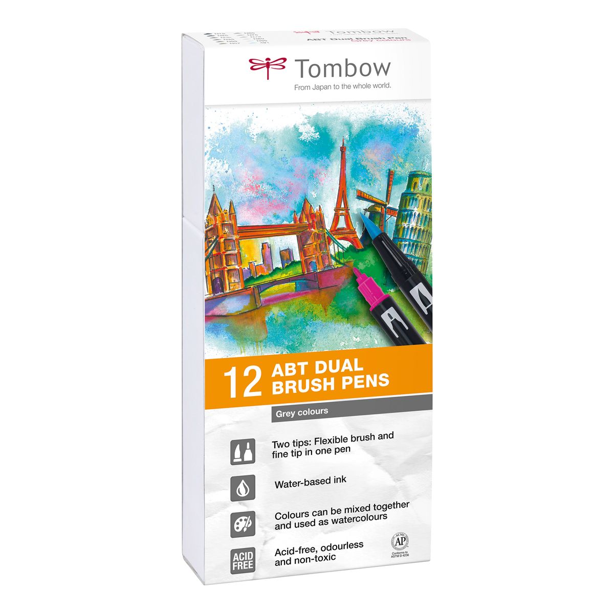 Marker Tombow ABT Dual Brush 12P-3 grå farver (12)