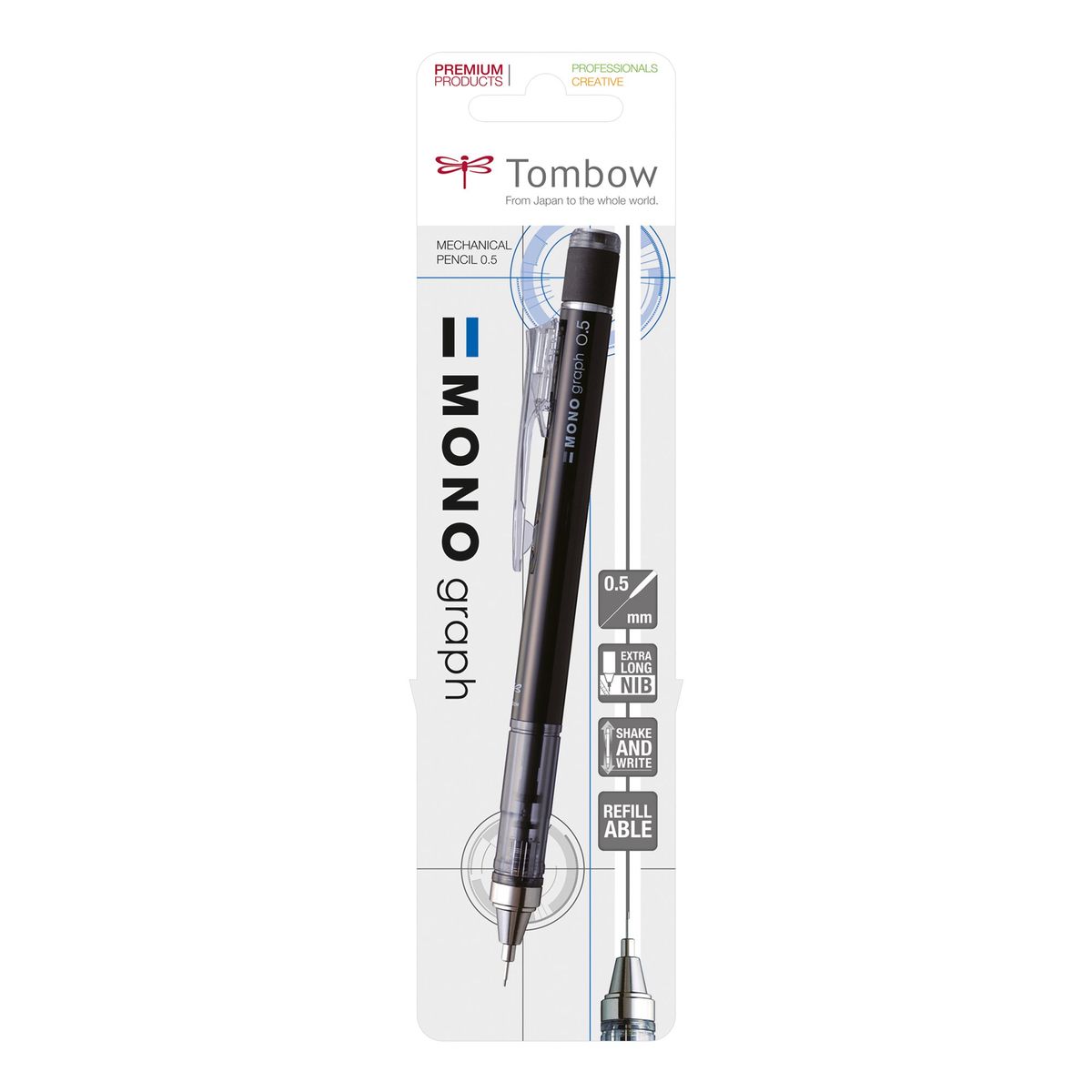 Stiftblyant Tombow MONO graph 0,5 sort blister