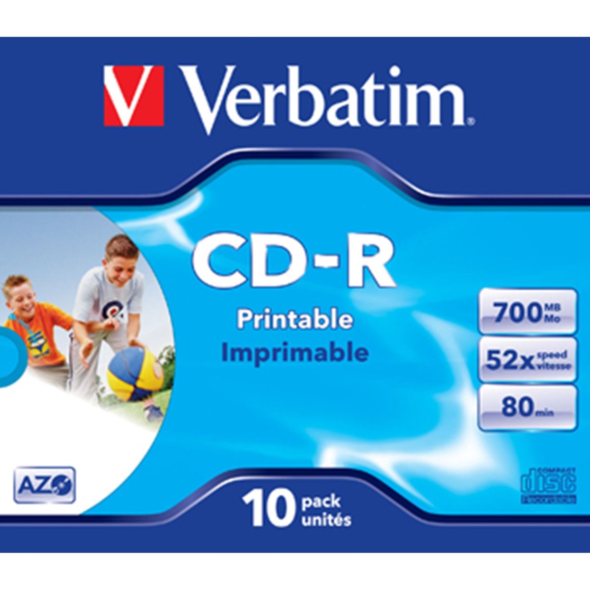 CD-R AZO, 52X, Wide Printable (10)