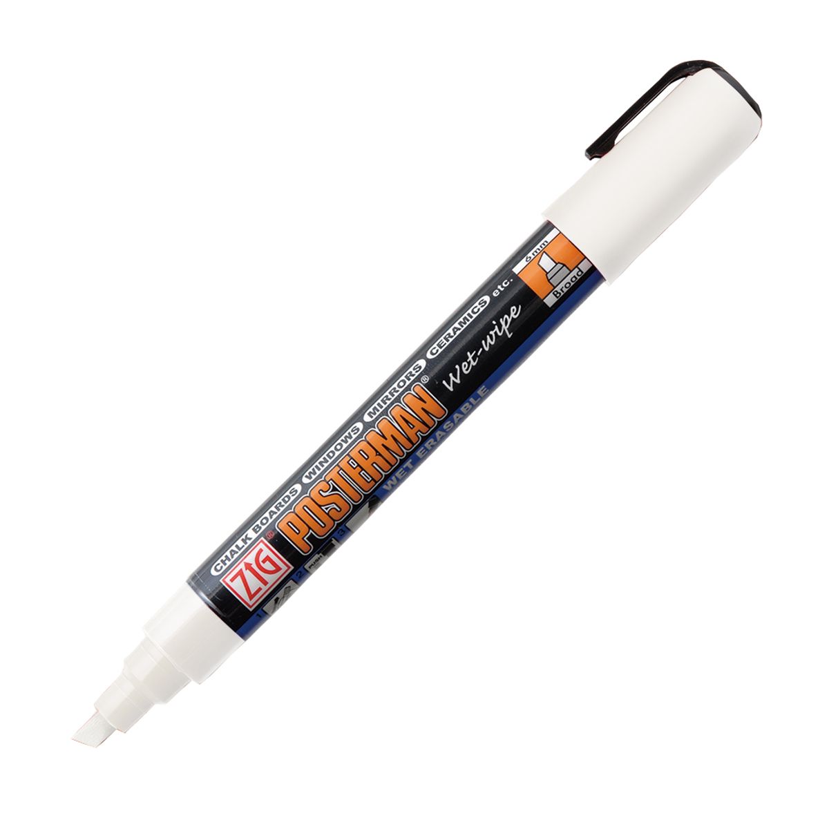 Marker ZIG Posterman wet-wipe 6mm hvid