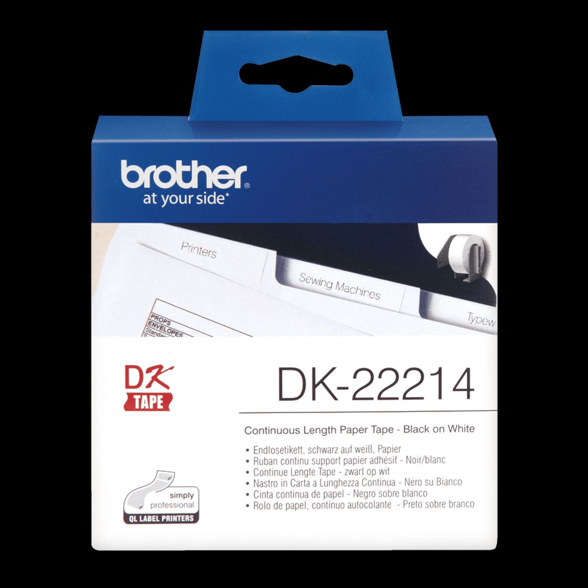 Brother labels 12mmx30,48m, hvidt papirtape