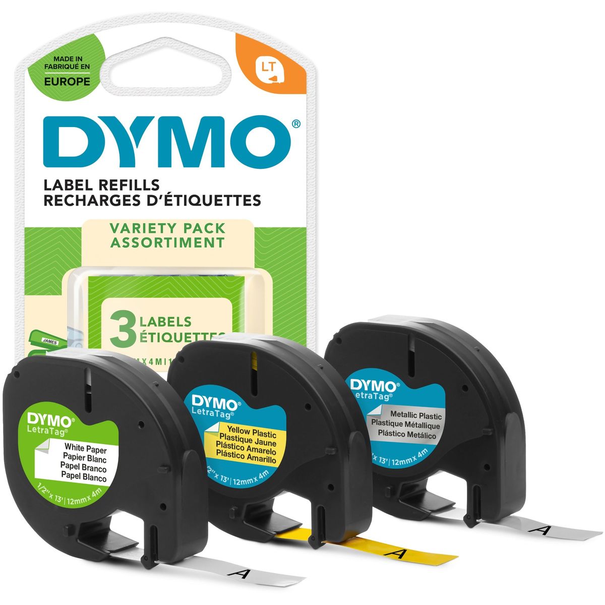 Dymo Tape LetraTag, 3-pack